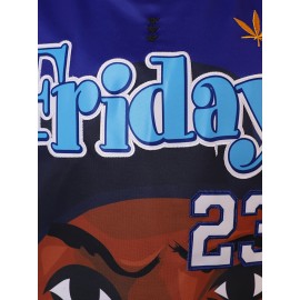 Court Classic, Men's #23 Embroidered Basketball Jersey - Retro 90s Hip Hop Style, Breathable Polyester Tank Top for Training & Competition, Machine Washable - Blue, Sizes S-3XL