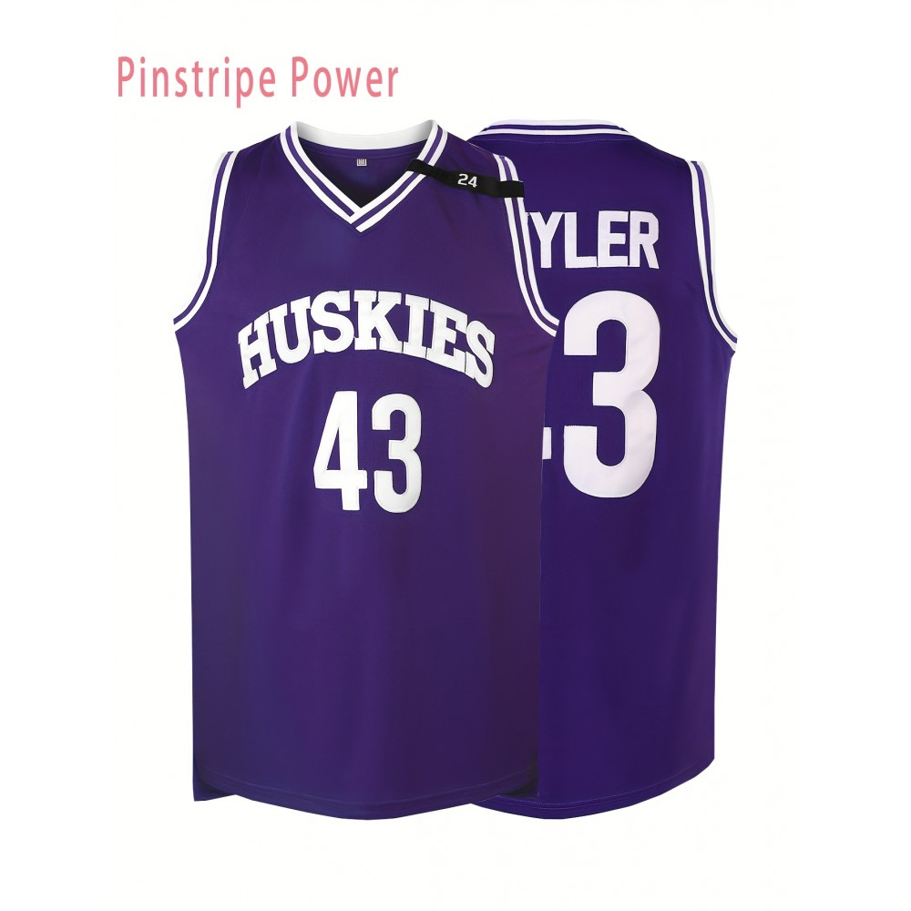 Men's #43 Embroidered Basketball Jersey - Breathable Polyester V-Neck Tank Top, Loose Fit Machine Washable for Training, Games & Casual Wear - Purple Sizes S-3XL, Athletic Clothing | Casual Sports Apparel | Durable Sportswear Men's #43 Embroidered Basketball Jersey - Breathable Polyester V-Neck Tank Top, Loose Fit Machine Washable for Training, Games & Casual Wear - Purple Sizes S-3XL, Athletic Clothing | Casual Sports Apparel | Durable Sportswear