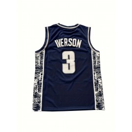 Men's Georgetown #3 Basketball Jersey - Navy Blue with White & Red Accents, V-Neck, Sleeveless, Polyester, Machine Washable - Ideal for Team Sports, Outdoor Activities & All Seasons, Basketball Gifts