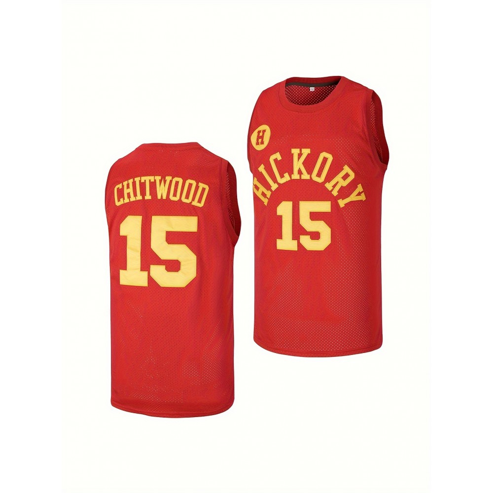 15 Basketball Jersey Stitched Hickory High School Basketball Vest Red S-3XL 15 Basketball Jersey Stitched Hickory High School Basketball Vest Red S-3XL