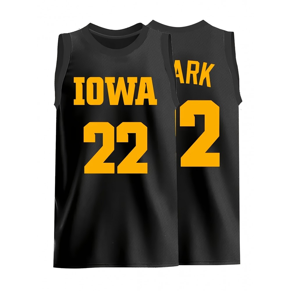 Men's #22 Iowa Hawkeyes Basketball Jersey - Black Breathable Polyester Sports Training Vest, V-Neck Sleeveless Tank Top with Details, Loose Fit for Team Sports, Casual Wear & Outdoor Activities, Sizes S-3XL, Basketball Gear Men's #22 Iowa Hawkeyes Basketball Jersey - Black Breathable Polyester Sports Training Vest, V-Neck Sleeveless Tank Top with Details, Loose Fit for Team Sports, Casual Wear & Outdoor Activities, Sizes S-3XL, Basketball Gear