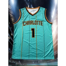 Men'S Basketball Suit # 1 Light Green Round Neck Embroidered Polyester Knitted Loose Micro Elastic Fabric S-XXXL