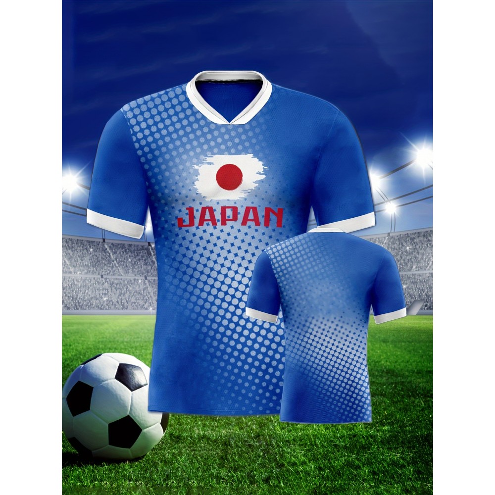 Men's Japan National Team Soccer Jersey - Breathable Polyester, Short Sleeve, Round Neck, Graphic Print, Light Blue & White Design, Perfect for Sports, Training & Casual Wear Men's Japan National Team Soccer Jersey - Breathable Polyester, Short Sleeve, Round Neck, Graphic Print, Light Blue & White Design, Perfect for Sports, Training & Casual Wear