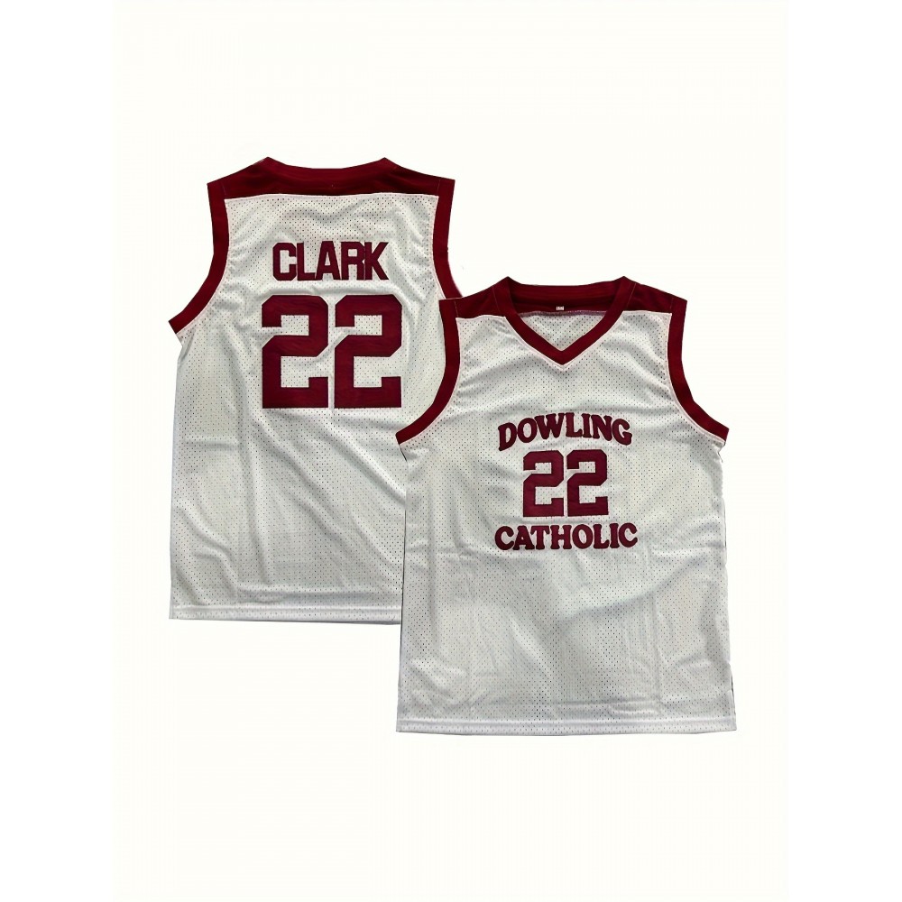 1pc Dowling Catholic Men's Basketball Jersey - #22, V-Neck, Sleeveless Athletic Top in White with Red Accents, Breathable Polyester, Loose Fit for Team Sports & Outdoor Activities, Machine Washable 1pc Dowling Catholic Men's Basketball Jersey - #22, V-Neck, Sleeveless Athletic Top in White with Red Accents, Breathable Polyester, Loose Fit for Team Sports & Outdoor Activities, Machine Washable
