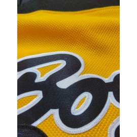 Men's #72 Yellow & Black Ice Hockey Jersey - V-Neck, Short Sleeve, Breathable Sports Uniform for Training & Competition, Polyester, Machine Washable