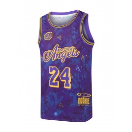 23# Men's Basketball Jersey Vintage Embroidered Crewneck Breathable Race Training Uniform Jersey Sleeveless Top