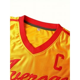 1pc LAFLEUR 16 Retro Vibrant Yellow Sports Jersey - Embroidered Lettering, Breathable & Moisture-Wicking Polyester, V-Neck, Short Sleeve, Loose Fit for Casual, Streetwear, Team Sports, Party - Unisex Adult & Youth Football Top