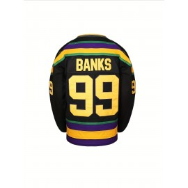 Men'S Ice Hockey Jersey #99 Adam Banks Mighty Ducks 90s Movie Retro Vintage Black