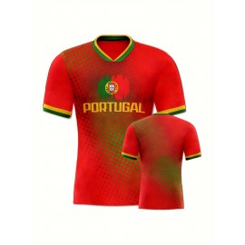 Professional Sports Fabric Men's Creative Pattern Print Portugal Soccer Jersey T-shirt