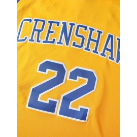 Men's #22 Embroidered Basketball Jersey - 100% Polyester, V-Neck, Sleeveless - Perfect for Training & Streetwear, Spring/Summer/Fall, American Basketball, Yellow
