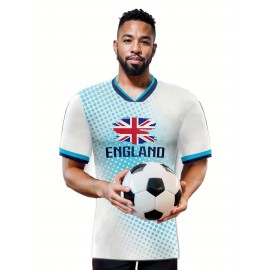 Professional Sports Fabric Men'S Creative Pattern Print England Home Soccer Jersey T-shirt