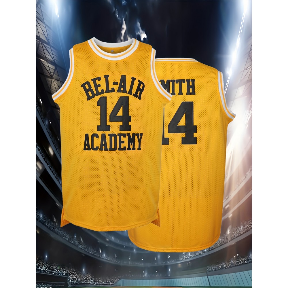 Men's Yellow Basketball Jersey #14 - Breathable Polyester Loose Fit Round Neck Embroidered Design for Sports & Casual Wear - Machine Washable - Ideal for Team Games, Outdoor Activities, and Parties Men's Yellow Basketball Jersey #14 - Breathable Polyester Loose Fit Round Neck Embroidered Design for Sports & Casual Wear - Machine Washable - Ideal for Team Games, Outdoor Activities, and Parties