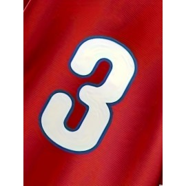 Men'S Baseball Sweatshirt # 3 Red Retro Classic Baseball Breathable Sweatshirt Embroidered Sewing Sports Wear For Training And Competition