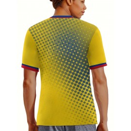 Women's Large Size Professional Sports Fabric Creative Pattern Print Colombia Home Soccer Jersey T-shirt, Soccer Jersey Flag Uniforms Shirts Breathable And Lightweight, Moisture-Wicking, As Gifts For Sports Fans