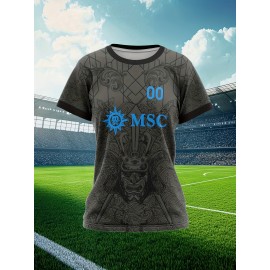 Customizable Women'S Plus Size Football Jersey - Personalized Team Name & Number, Breathable Outdoor Sports Shirt with Vibrant Blue & Pink Geometric Design, Perfect for Soccer Fans, Soccer Fan Apparel | Vibrant Jersey Design | Durable Fabric Shirt