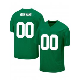 Customizable Women'S Plus Size Football Shirt - Personalized Name & Number, Soft Breathable Fabric, V-Neck Casual Sports Apparel for Summer, Team Uniform Style, Football Shirt, PLUS SIZE