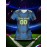Custom Name & Number Women's V-Neck Football Jersey - Blue & Black Checkered Design, Breathable & Quick-Dry Polyester Sports Top for Team Training, Fitness & Casual Wear