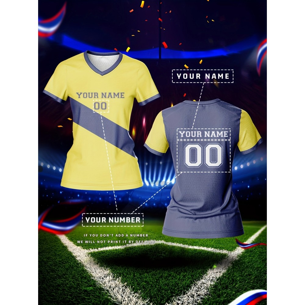 Customized Women'S V-Neck Football Jersey, Polyester 100% Knit Fabric, Quick-Dry Comfort Fit, All Over Print, Regular Length, for Team Training & Fitness, Spring/Summer/Fall Sports Top Customized Women'S V-Neck Football Jersey, Polyester 100% Knit Fabric, Quick-Dry Comfort Fit, All Over Print, Regular Length, for Team Training & Fitness, Spring/Summer/Fall Sports Top