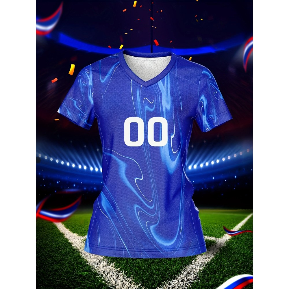 Customized Name & Number Women's V-Neck Football Jersey - Breathable Quick-Dry Moisture-Wicking Fabric, Full-Body Print Team Training & Casual Wear, Regular Fit Spring Summer Fall, Custom Football Jersey, Breathable Fabric Customized Name & Number Women's V-Neck Football Jersey - Breathable Quick-Dry Moisture-Wicking Fabric, Full-Body Print Team Training & Casual Wear, Regular Fit Spring Summer Fall, Custom Football Jersey, Breathable Fabric