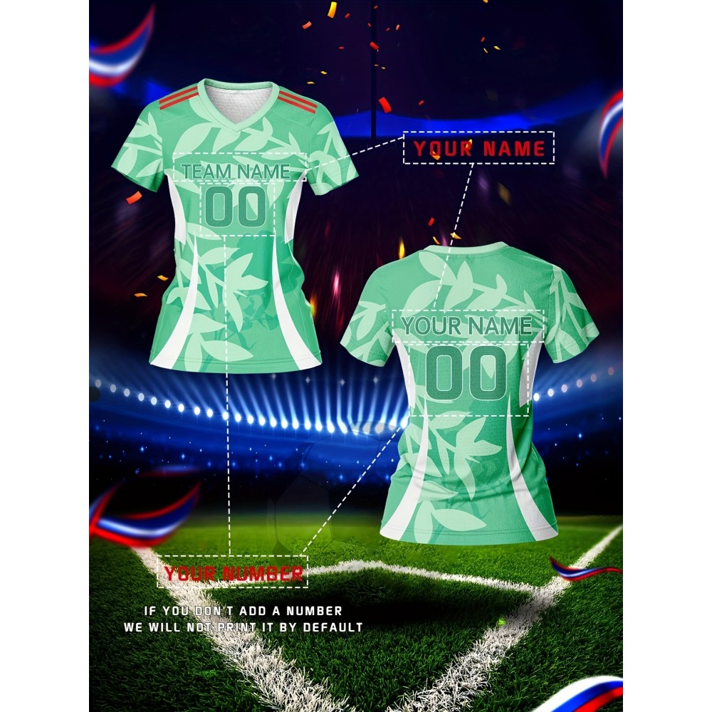 Customized Women'S V-Neck Football Jersey, Polyester 100%, Quick-Dry Knit Fabric, All Over Print, Regular Length, Slight Stretch, Breathable for Training & Fitness, Spring/Summer/Fall Sports Top Customized Women'S V-Neck Football Jersey, Polyester 100%, Quick-Dry Knit Fabric, All Over Print, Regular Length, Slight Stretch, Breathable for Training & Fitness, Spring/Summer/Fall Sports Top