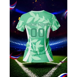 Customized Women'S V-Neck Football Jersey, Polyester 100%, Quick-Dry Knit Fabric, All Over Print, Regular Length, Slight Stretch, Breathable for Training & Fitness, Spring/Summer/Fall Sports Top