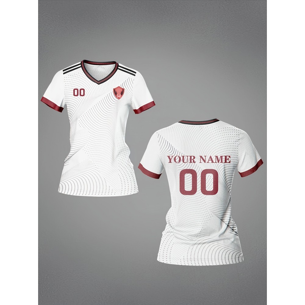 Customized Name & Number Women's V-Neck Football Jersey - Breathable Quick-Dry Moisture-Wicking Fabric, Team Training & Casual Wear with All-Over Print Design, Regular Fit for Spring Summer Fall, Personalized Football Jersey, Durable Sports Apparel Customized Name & Number Women's V-Neck Football Jersey - Breathable Quick-Dry Moisture-Wicking Fabric, Team Training & Casual Wear with All-Over Print Design, Regular Fit for Spring Summer Fall, Personalized Football Jersey, Durable Sports Apparel