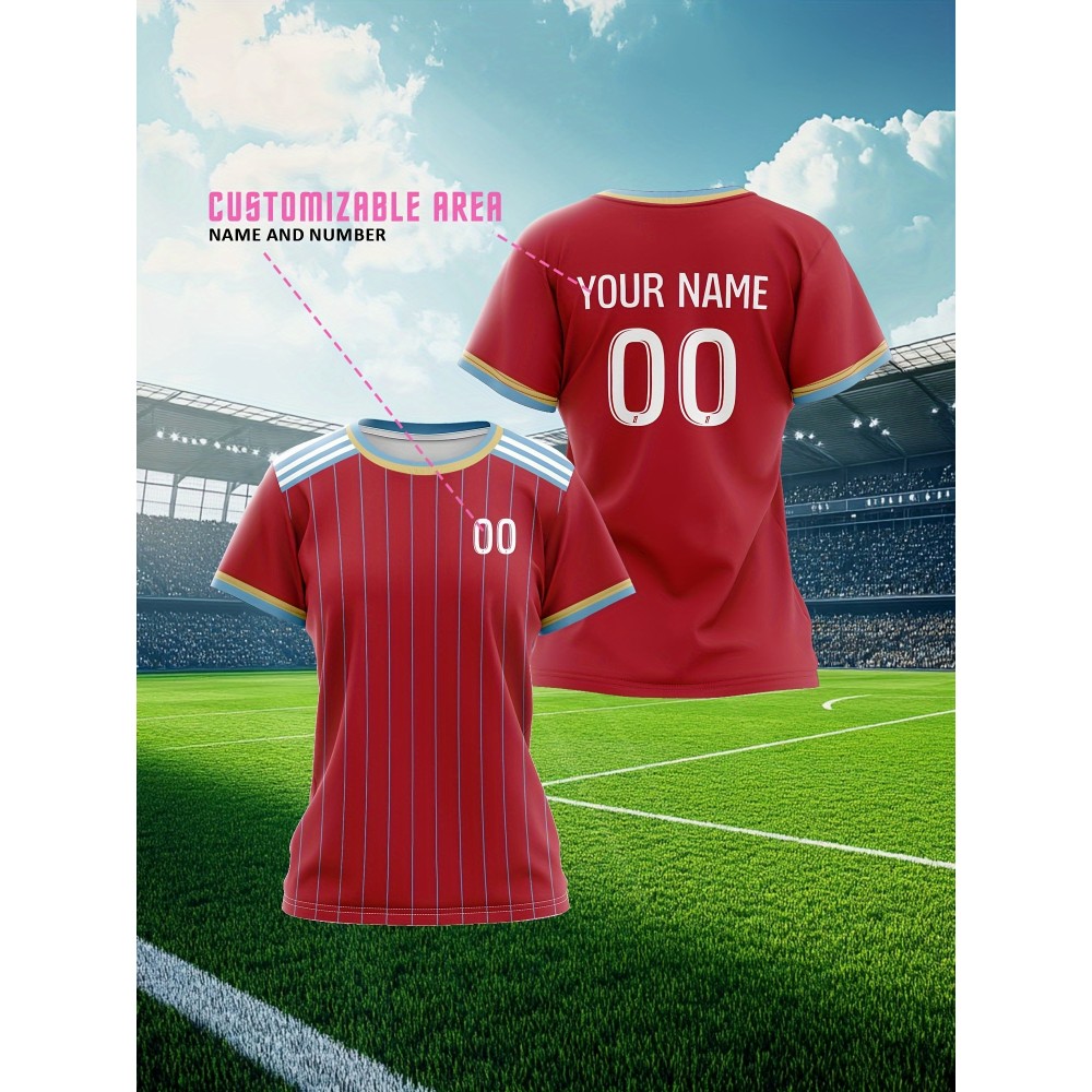 Custom-made large-sized football shirts for women, with custom names and numbers, breathable fabrics for sports, team events, and casual use Custom-made large-sized football shirts for women, with custom names and numbers, breathable fabrics for sports, team events, and casual use