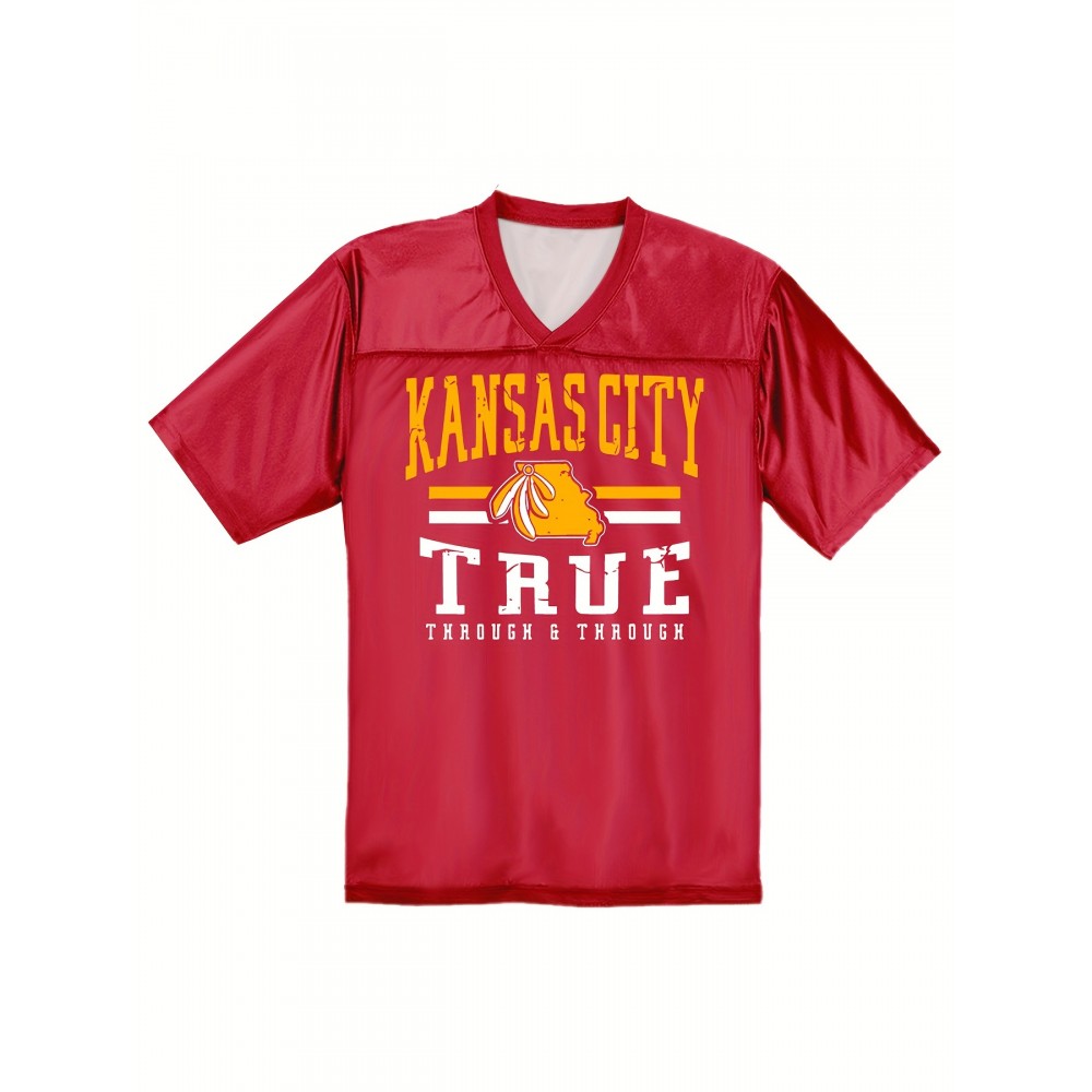 Team Spirit Wear| Women's Kansas City #15 Red Jersey - 100% Polyester V-Neck Sports Shirt with Team Spirit Wear| Women's Kansas City #15 Red Jersey - 100% Polyester V-Neck Sports Shirt with