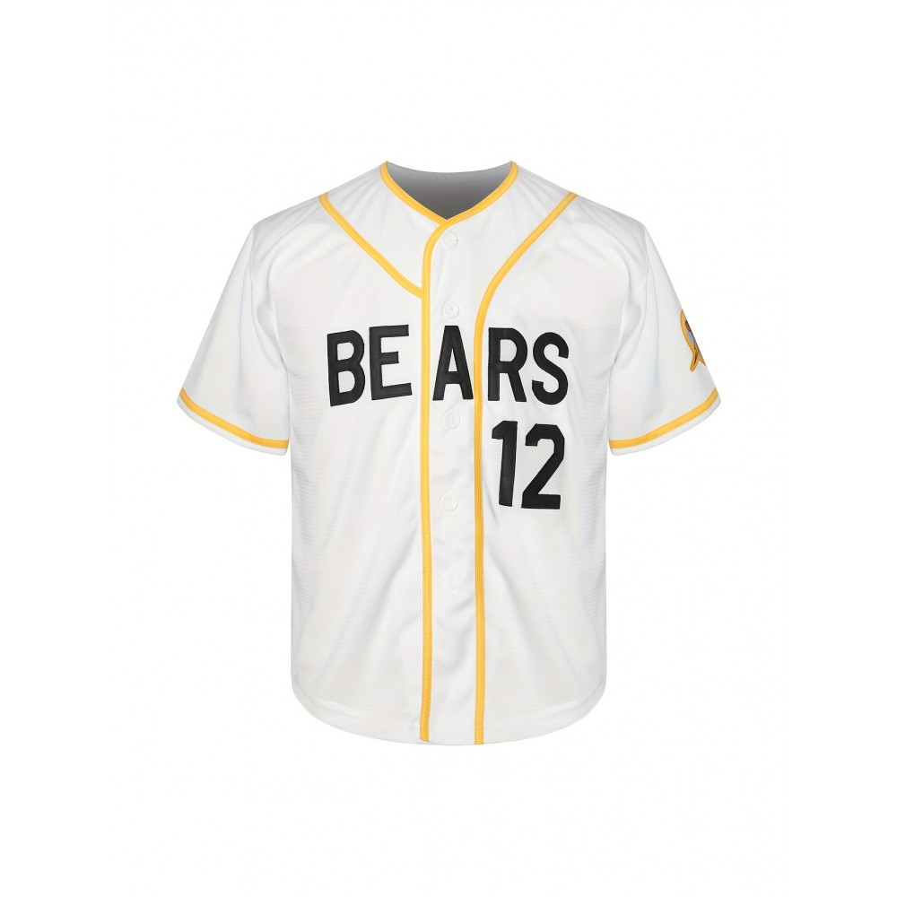 Bad News Bears 3 Varsity Jersey - Classic 1976 Movie Style, Black & Yellow with Orange Accents, Button-Up Front, Moisture-Wicking Polyester, Sizes S-XL for Boys & Girls, Youth Sports Apparel | Sporty Youth Outfit | Polyester Fabric